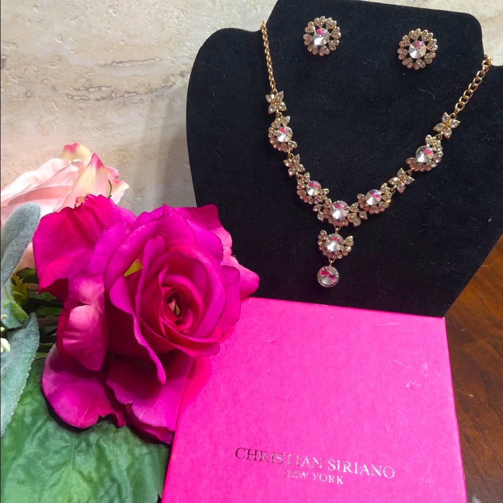 Christian Siriano Crystal Necklace and Earring Set